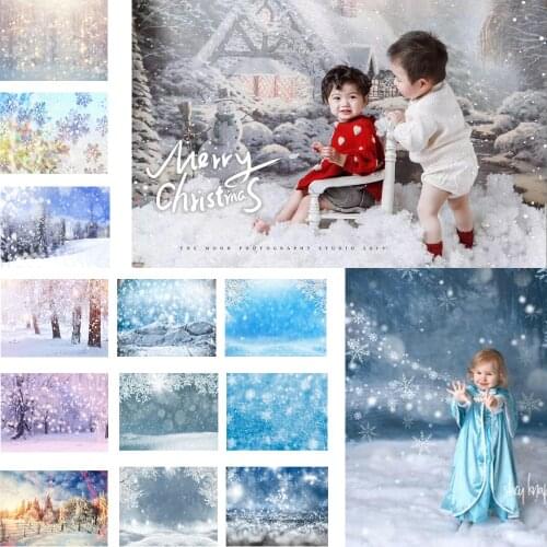 Winter Snowflake Photography Background Bokeh Glitter Snowfield Photophone Christmas Snow Ice Backdrops for Photo Studio