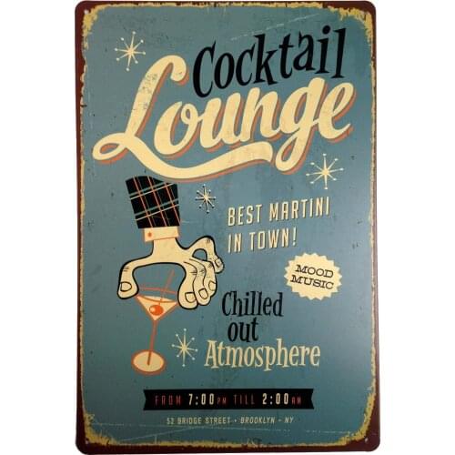 Cocktail Louhge Best Martini in Town Retro Vintage Tin Sign 12" X 8"