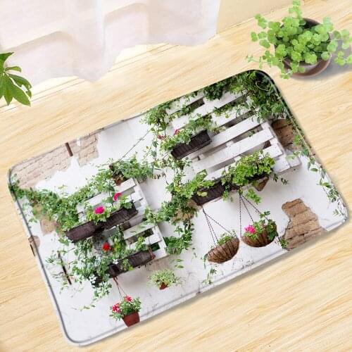 Potted Plants Hanging On A White Wall Bath Mat Plant Flowers Printing Entrance Door Mat Bathroom Mats Toilet Rug Bathtub Carpet