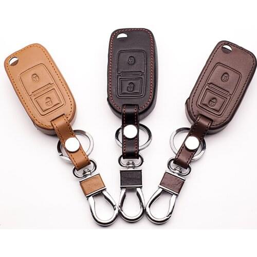 Top layer leather key cover case For VW Amarok Polo Golf MK4 MK5 Bora Jetta for Skoda Seat Altea Alhambra 2 buttons starline a91