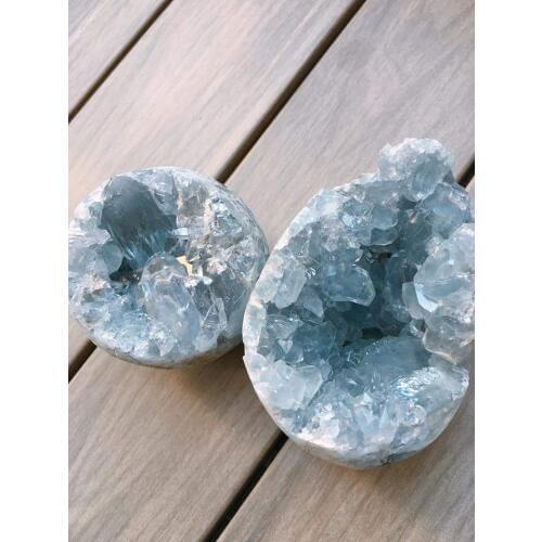 2 piece beautiful celestine geode egg baby blue celestine geode from madagascar