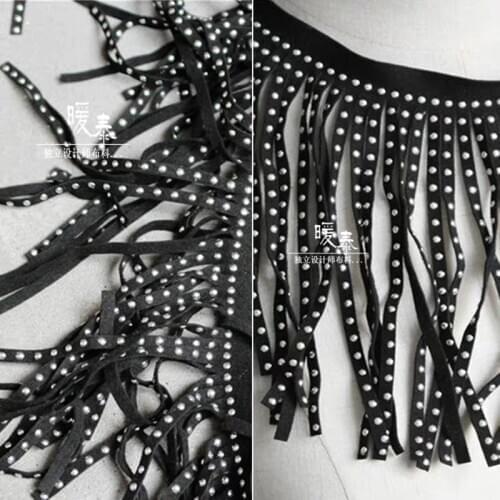 New Tassel Lace Trim Black Fringe Frosted Flannelette Rivet DIY Bag Neckline Cuff Decor Skirt Wedding Dress Designer Accessory