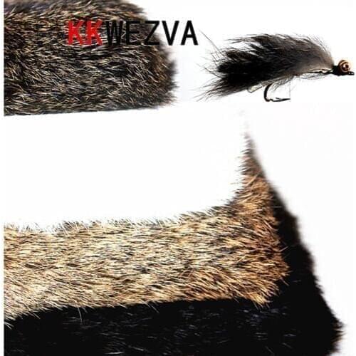 KKWEZVA 1 PC Whole sheet Rabbit Fur Hare Zonker Natural color fly making material for fly fishing lure making insect carp bait