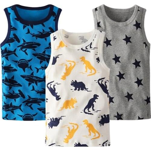 Boys Girls Design Singlet Underwear Tank Cute Kids Undershirts Cotton Tank Dinosaur Tops for Children Size 90-140T 3Pcs/Lot