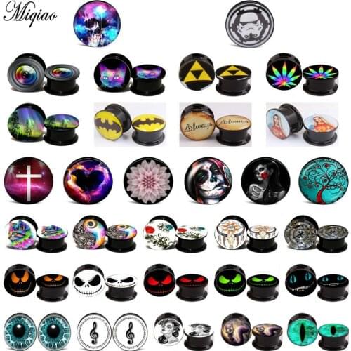 Miqiao New 2pcs Acrylic Screw Punk Ear Gauges Plugs Black Ear Expanders Double Flared Ear Stretcher Piercing Ear Tunnel Jewelry