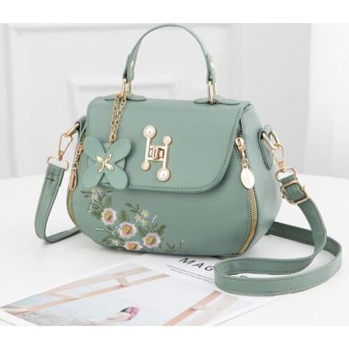 Fashion Embroidery Female Bags 2021 New Handbags Small Bag Sweet Lady Shoulder Bag High Quality PU Leather Messenger Bag