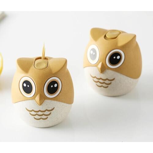 Cartoon owl toothpick holder restaurant household simple living room wheat straw toothpick jar storage box case table decoration