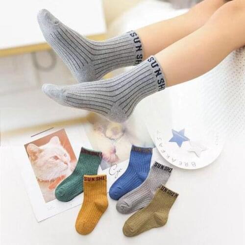 5 Pair Kids Socks Stripe Pattern Breathable Sports Comfort Childrens Boy Cotton Soft New Baby Girl Socks Autumn Winter Spring
