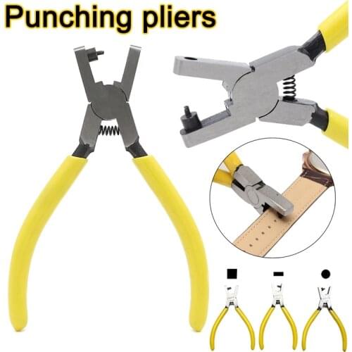 NEW Universal Hand Leather Strap Watch Band Belt Punching Tool Yellow Small Hole Punch Pliers Tools Hole Hand Tool