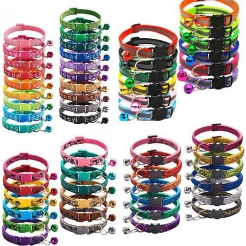 Wholesale 180pcs Puppy Kitten Accessories Collier Luxury Chat Collares Gatos Cat Collar Safety Adjustable Buckle Accessories