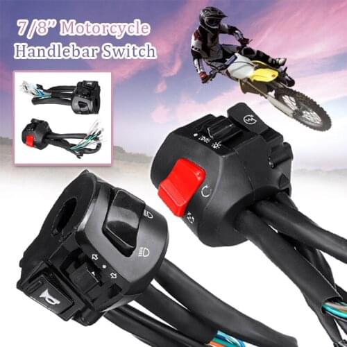 12V Motorcycle 7/8" Handlebar Control Switches Horn Turn Signal Headlight Electrical Start Switch Double Throttle