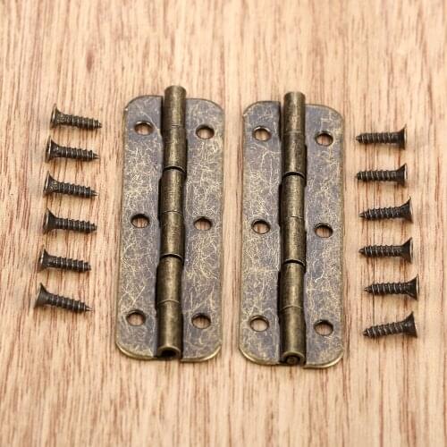 10pcs Long Hinges 6 Holes Antique Bronze 51*16mm Cabinet Wood Jewelry Box Gift Wine Case Retro Decor Funiture Alloy +60 screws
