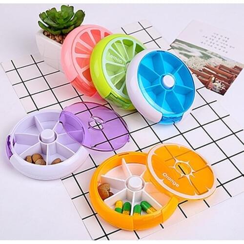 7 Day Round week Fruit Shaped pill box seven grid rotation seven days portable mini plastic small pill box Container Organizer