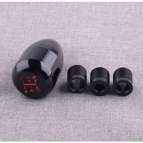 5 Speed Type-R Gear Stick Shift Shifter Knob with 12mm 10mm 8mm Threaded Adapter for Universal Manual Transmission Cars