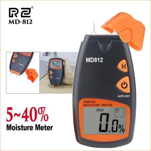 RZ Digital Wood Moisture Meter Humidity Meter Lumber Tester LCD 2-Pin Timber Damp Detector Woodworking Moisture Meter