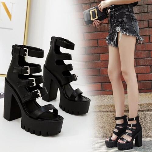 Europe and the United States summer night shop 12CM high heel sandals fashion hollow platform sandals large size 9 40