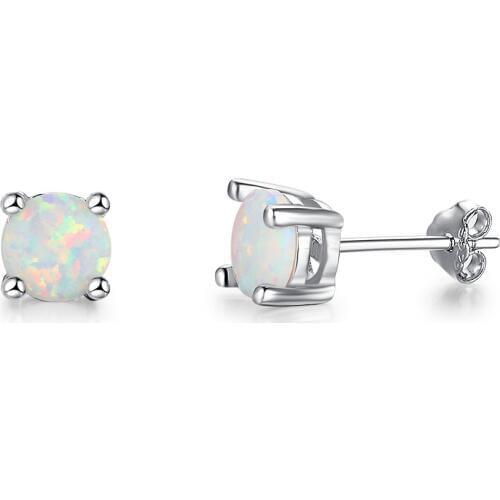 HOT SELL New Fashion Simple Imitation Opal Round Earring Delicate White Ear Studs Women Birthday Christmas Party Jewelry Gifts