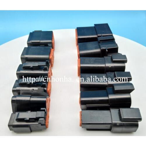 Black 10 pcs 2/3/4/6/8/12 Pin DT series male and female electrical wire connector plug waterproof auto connectors for Deutsch