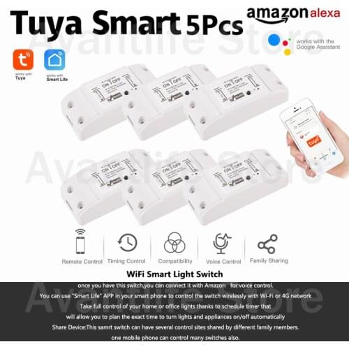 Tuya Wifi Smart Home Wireless Remote Switch Breaker Support Alexa Google Home Voice LED Control Smart Module Wifi Switches