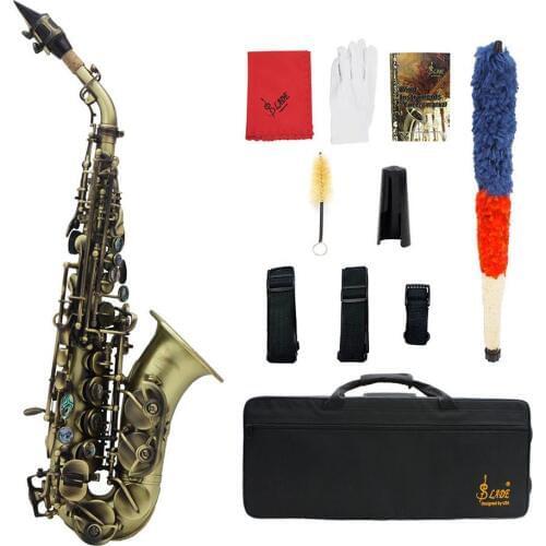 Vintage Style Bb Soprano Saxophone Sax Brass Material Woodwind Instrument with Case Gloves Cleaning Cloth Brush Sax Strap Mouthp