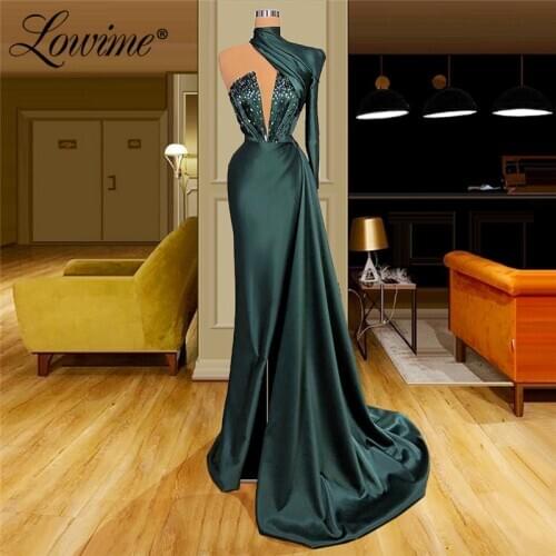 Vintage Green Elegant Evening Dresses Handmade Crystal Beaded Party Dress For Weddings Dubai Formal Party Reception Prom Dresses