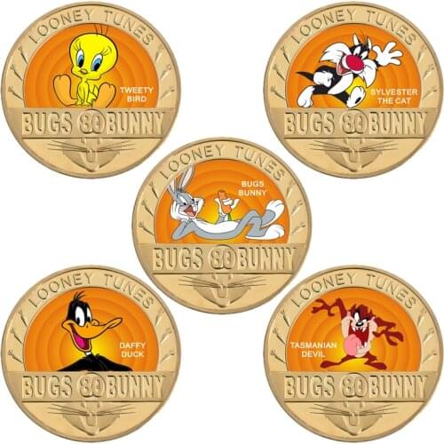 WR 5pcs Gold Plated Coins Collectibles with Box US Challenge Coin Original Anime Coins Gift Set Dropshipping