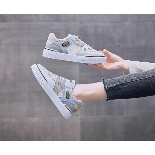 Womens Shoes 2021 Summer Lace Up Platform Sneakers Ladies Breathable Casual Flats Running Shoes Women Comfort Mesh White Shoes