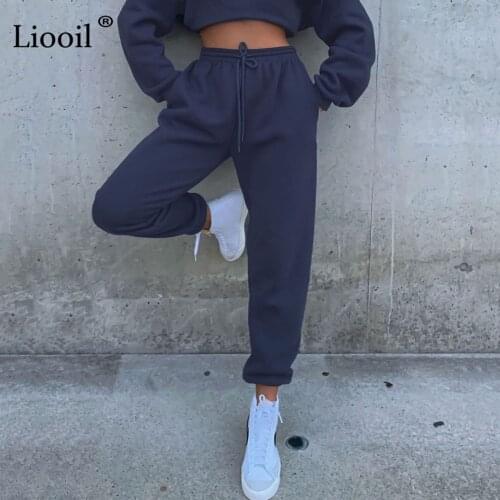 Sexy Fleece Baggy Pants For Women Joggers High Waist Trousers Autumn Winter 2021 Streetwear Pocket Active Loose Thick Sweatpants
