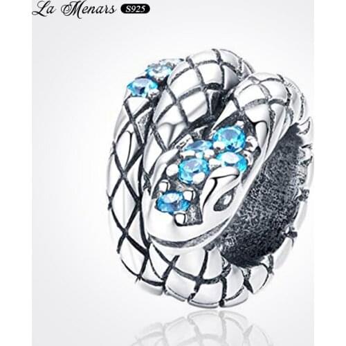 La Menars New Snake Retro Bead Fit Original Pandora Charm Bracelet Genuine 925 Sterling Silver For Women Jewelry DIY Making