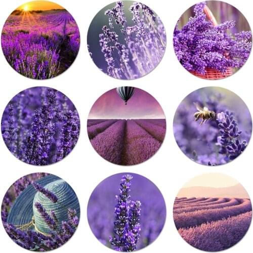 58mm Simple lavender Purple flowers Icons Pins Badge Decoration Brooches Metal Badges For Clothes Backpack Decoration