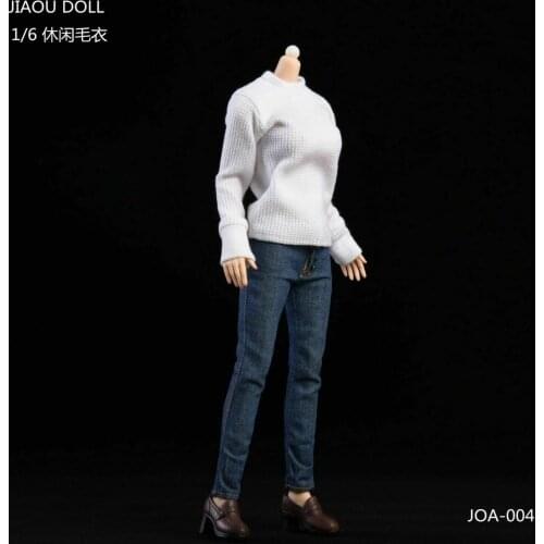 1/6 Scale Female Clothing White Sweater Blue Jeans Casual Clothes For 12inches Figure Action Toys Model Body Accessory In Stock