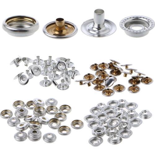 100 Pcs Stainless Steel Fastener Snap Press Stud Cap Button Marine Boat Canvas