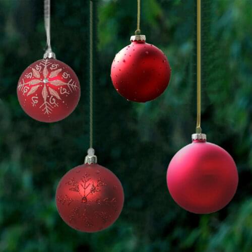 Diameter=8cm Happy Red Handmade Glass Ball Christmas Day Decoration Festival Friend Gift Lustre Decorative Glass Ball