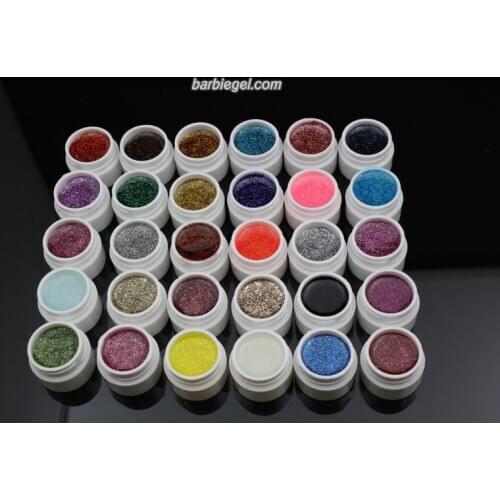 30 Colors Glitter Uv Gel Set Solid Glitter Different Color Nail Art UV Builder Gel HOT Acrylic Set