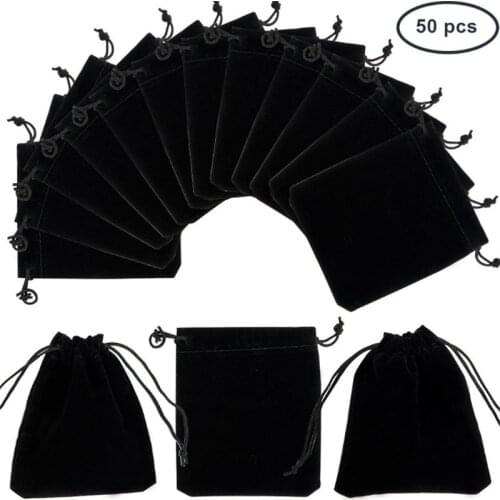 50 Pieces Black Velvet Dice bag Packing bags 7*9cm / 9*12cm Drawstring bags & Pouches for Board Games Card Game