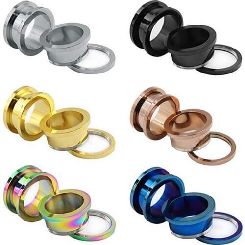 6 Pairs Stainless Steel Screw Fit Tunnels Plugs Flesh Expander Stretcher Ear Gauges Piercing Jewelry