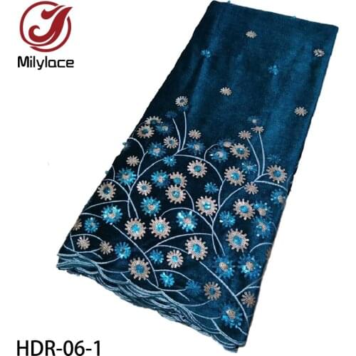 African Velvet Lace Fabric with Sequins 2020 High Quality Lace Nigerian French Lace Fabrics for Wedding Sewing HDR-06