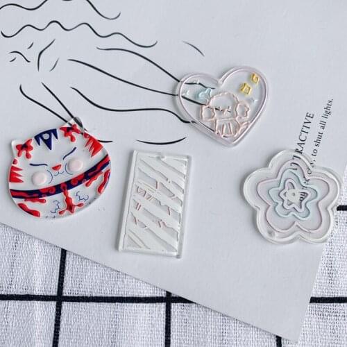 DIY accessories wholesale fun small fresh acrylic resin transparent oil painting cat flower patch Pendant