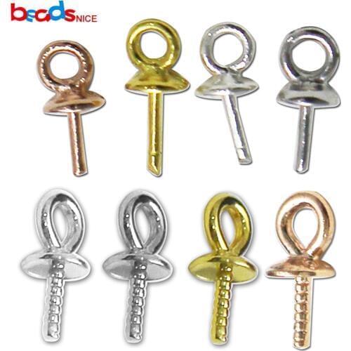 Beadsnice 925 Sterling Silver Pendant Bails Cup Drilled Pin Pendant Connector Beads Cap ID25427