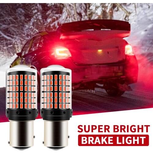 BMTxms 2Pcs Car Tail Brake Light 1157 BAZ15D P21/4W Red Warnning Reverse Backup Parking Day LED Light 1200lm Canbus