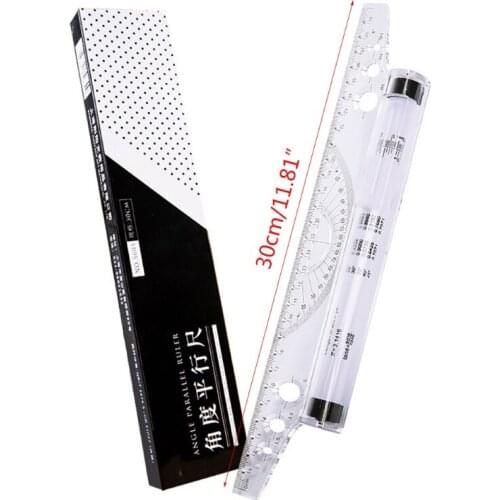 Clear Parallel Ruler Drawing Roller Ruler with Trigonometric Function Table Math Formulas for Student Architect