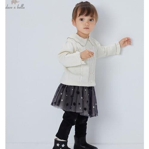 DBL19221 dave bella autumn cute baby girls Christmas striped knitted sweater kids girl fashion toddler boutique tops