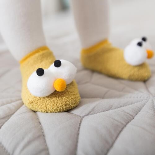 Baby anti slip socks girls newborn Coral fleece socks childrens warm short new cute eyes shoe socks Infant Clothing Accessories