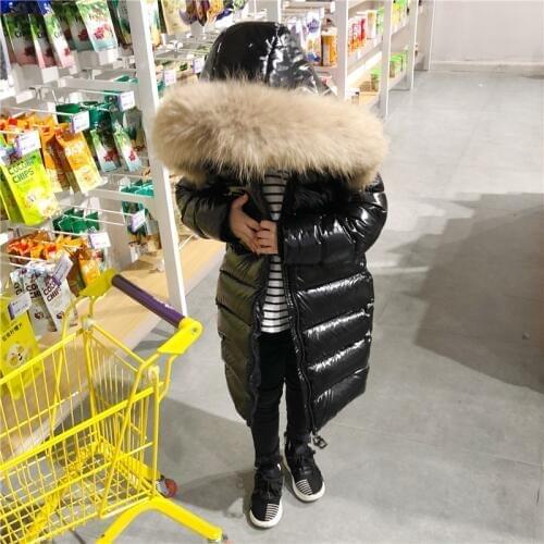 Real Fur Collar Kids Winter Coat Waterproof Thick Warm Boys Girls Snowsuit Snow Wear White Duck Filler Children Outwear Jacket