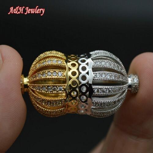 DIY Findings Fine Work CZ Beads Inset Crown Pendants Ger Shape Connections For Jewelry Making Materials 5pc/lot