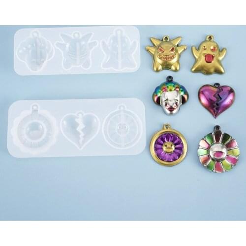 Devil Clown heart sunflower cartoon jewelry Pendant Silicone Mold Epoxy Resin Dry Flowers Resin Decorative Ornaments craft