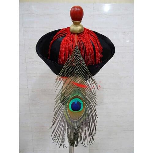 Ancient Official Hat Men Chinese Qing Dynasty Hats Headdress Hanfu Cos Prop Hat Chinese Traditiona Hat Black Red For Men