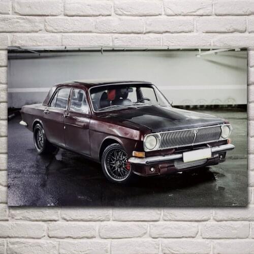 Gaz 24 volga custom sport car living room decor home decor artwork wood frame fabric poster KM663