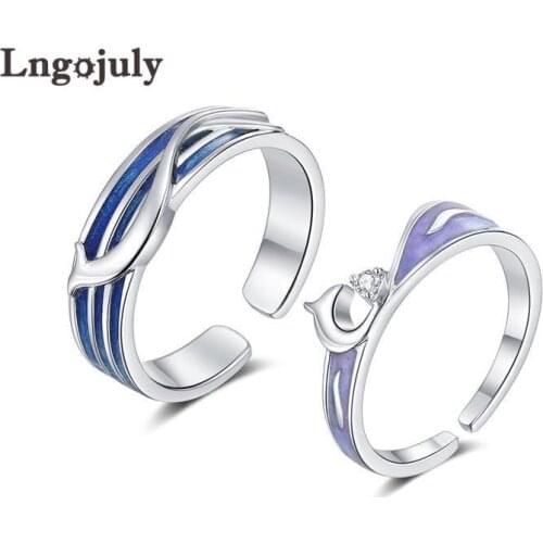 Fine Jewelry Couple Ring Pure %100 925 Sterling Silver Ring For Lovers Wedding Engagement Party Silver 925 Jewelry Gifts