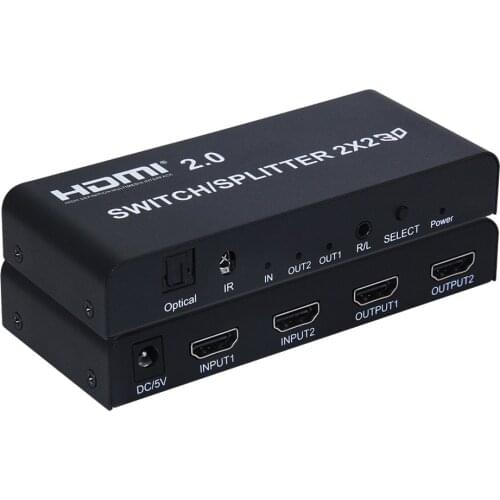 UHD HDMI 2.0 Switch Splitter 2X2 (not HDMI 2.0 matrix) HDMI Switcher 5.1 audio out HDMI 2 in 2 out 4K/60HZ ,HDR,HDCP 2.2